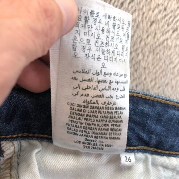 Guess Womens Cut Off Jean Shorts Size 26 Blue Denim Distressed Casual Frayed Hem - Picture 11 of 15